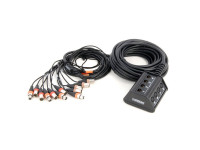 Cordial  Multicore CYB C 8/4 - Sistema multinúcleo con caja de escenario, Alivio de tensión con protección contra torsión, Cable fanout con blindaje dividido, El tubo termorretráctil marcado proporciona protección adicional cont...